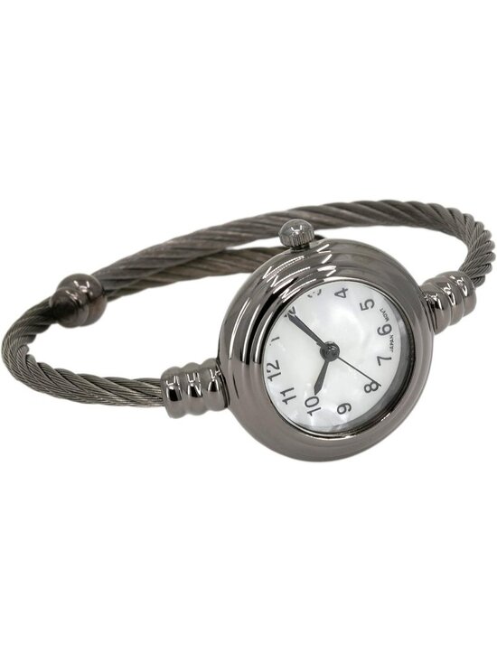 Women\'s Gunmetal Grey Analog Elegant Cable Cuff Arabic Numbers Bracelet Watch main image 7